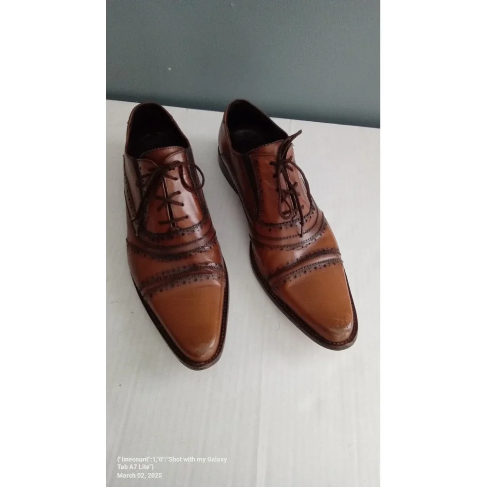 Leather Wingtip Oxford Dress Shoes Brown Lace‎ Up Formal Shoes